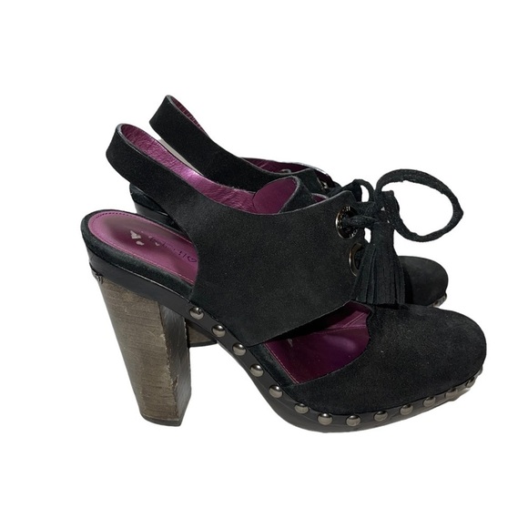 Coach Poppy Rena Platform Suede Mules Tie Sling Woman Shoes Size 9.5 - Picture 3 of 10